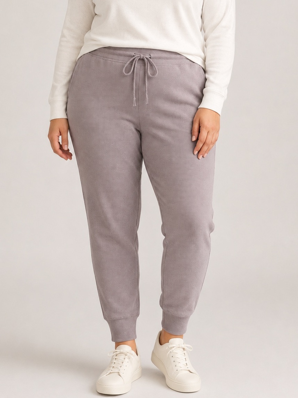 Max & Mia Women’s XL High Rise Waffle Knit Jogger Lounge Pants Dusty Plum